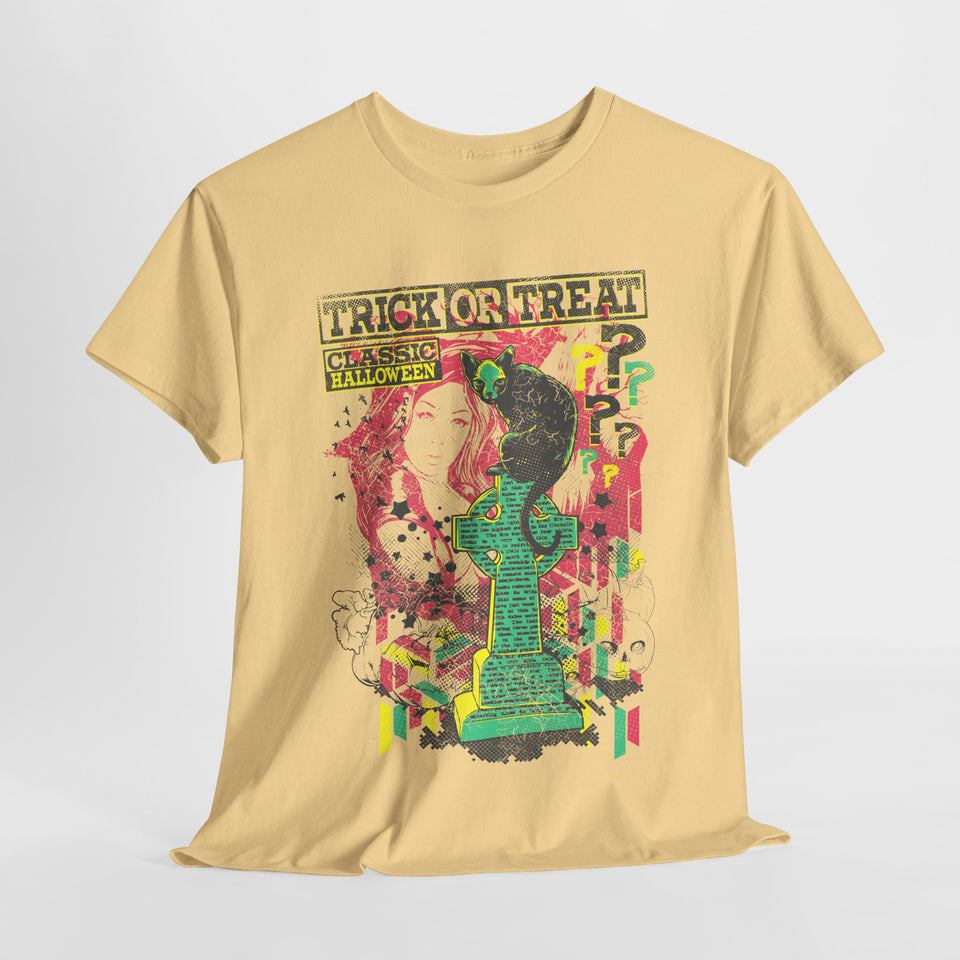 Trick or Treat Graphic Tee - Unisex Heavy Cotton T-Shirt