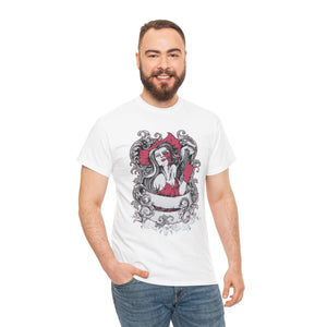 Gothic Graphic Unisex Heavy Cotton Tee - Vintage Style Horror Art