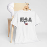 USA Flag Unisex Heavy Cotton Tee - Patriotic Graphic Tee for Independence Day & Casual Wear