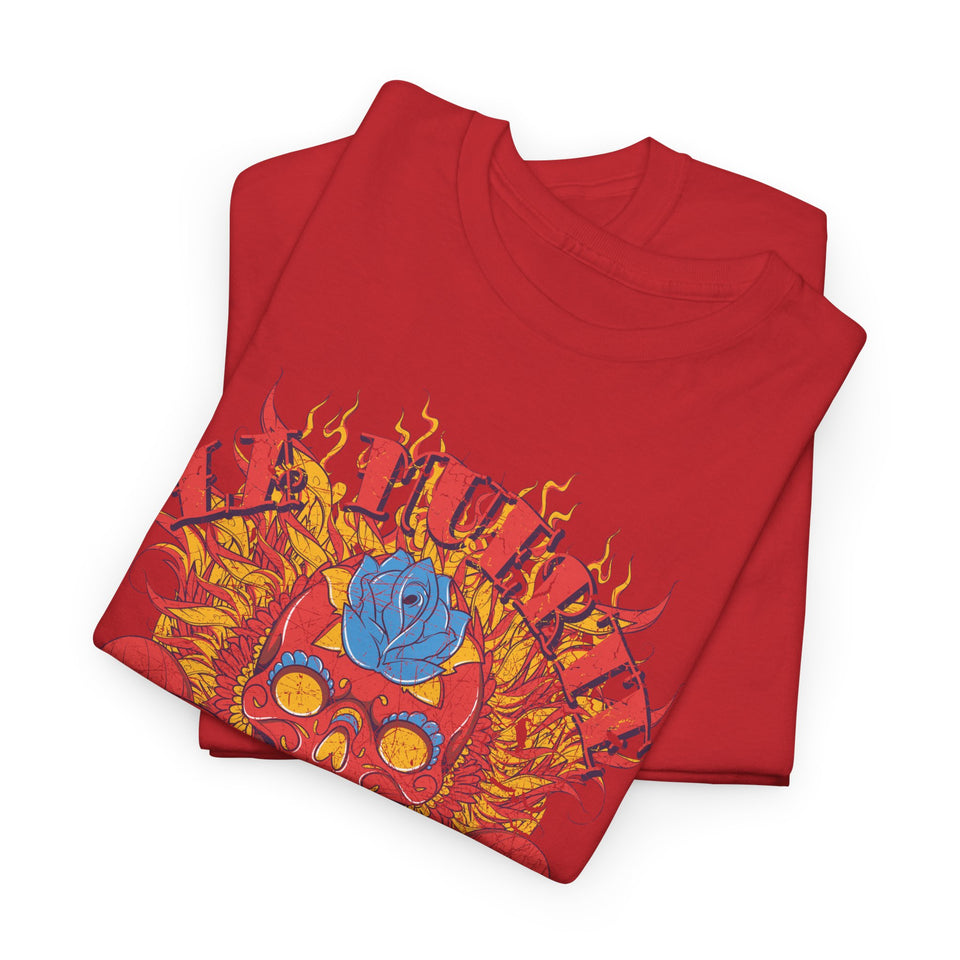 Vibrant Unisex Heavy Cotton Tee - Eye-Catching Skull Design