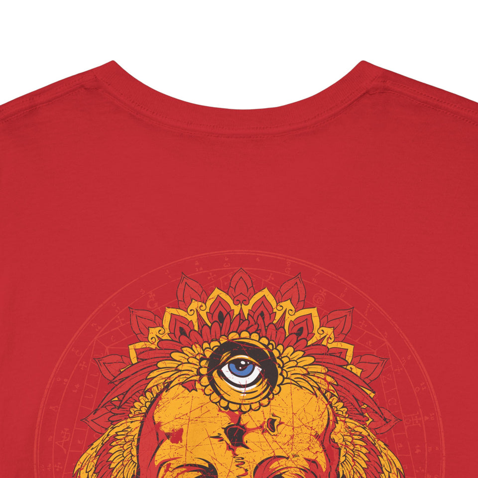 Artistic Unisex Heavy Cotton Tee - Vibrant Skull & Floral Design