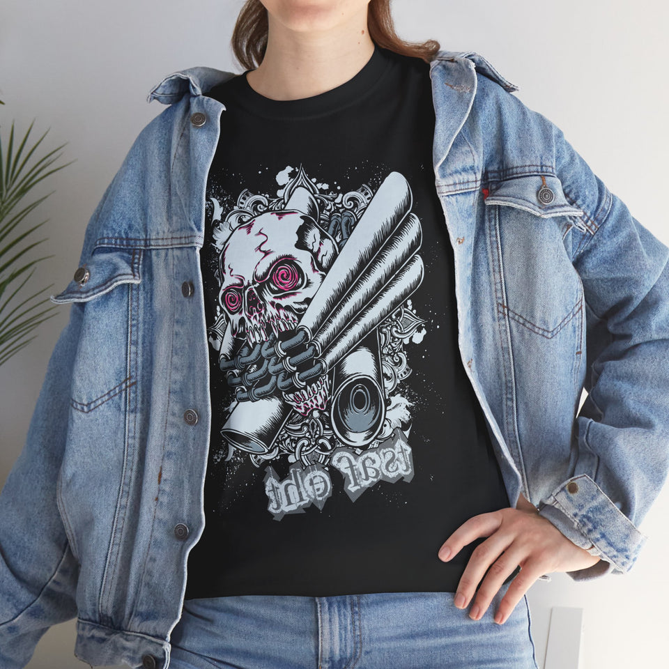 Edgy Graphics Unisex Heavy Cotton Tee - Skull & Rose Design