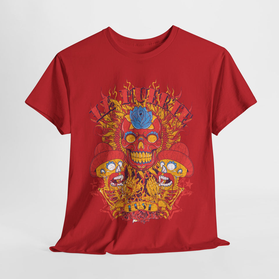 Vibrant Unisex Heavy Cotton Tee - Eye-Catching Skull Design