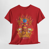 Vibrant Unisex Heavy Cotton Tee - Eye-Catching Skull Design