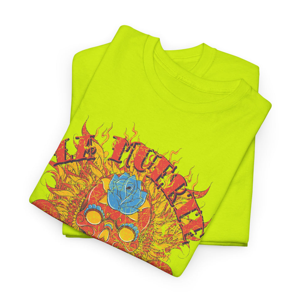 Vibrant Unisex Heavy Cotton Tee - Eye-Catching Skull Design