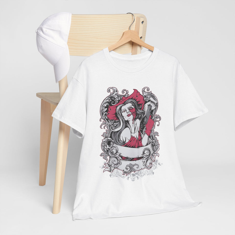 Gothic Graphic Unisex Heavy Cotton Tee - Vintage Style Horror Art