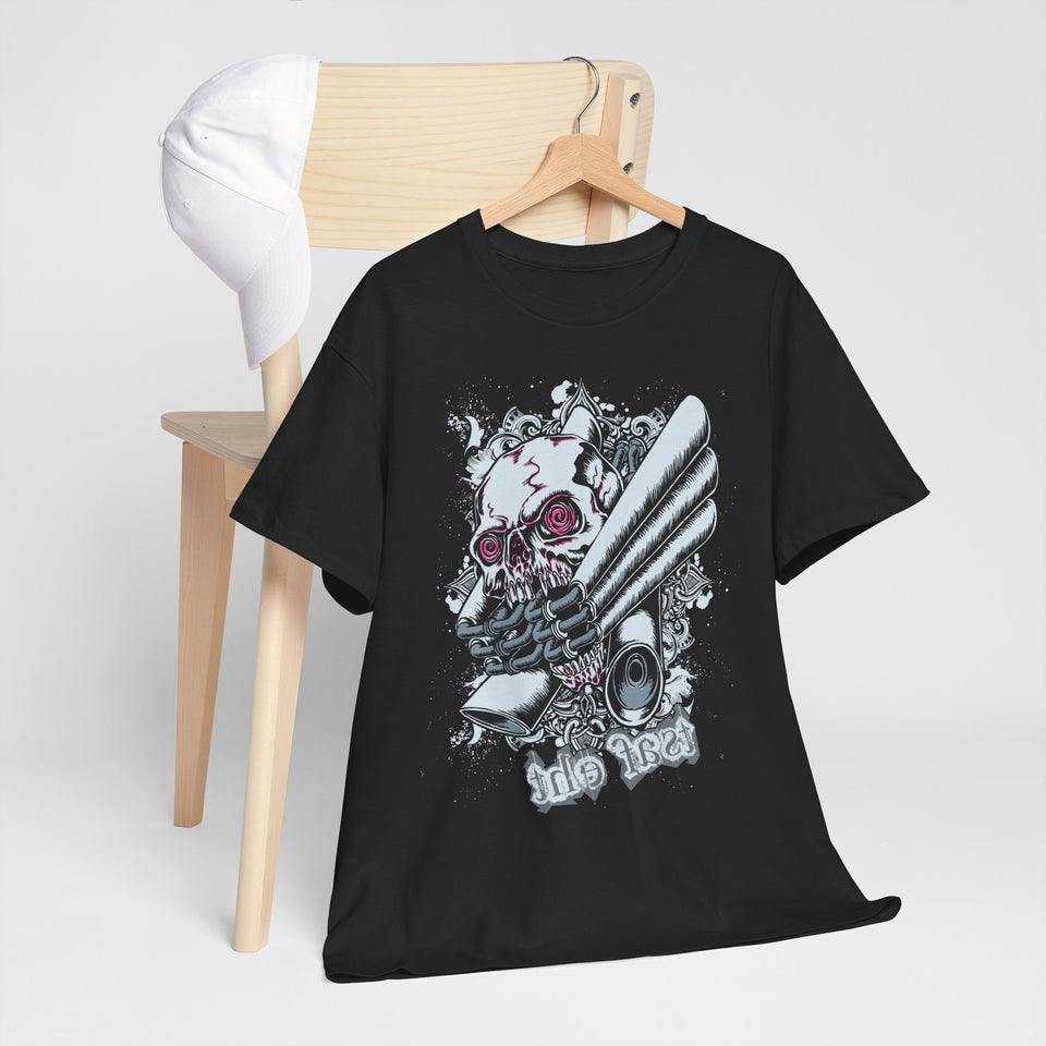 Edgy Graphics Unisex Heavy Cotton Tee - Skull & Rose Design