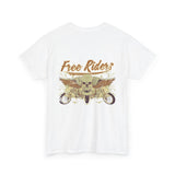 Unisex Heavy Cotton Tee - Pirate Skull & Free Riders Design - Bold Graphic Tee for Motorcycle Enthusiasts
