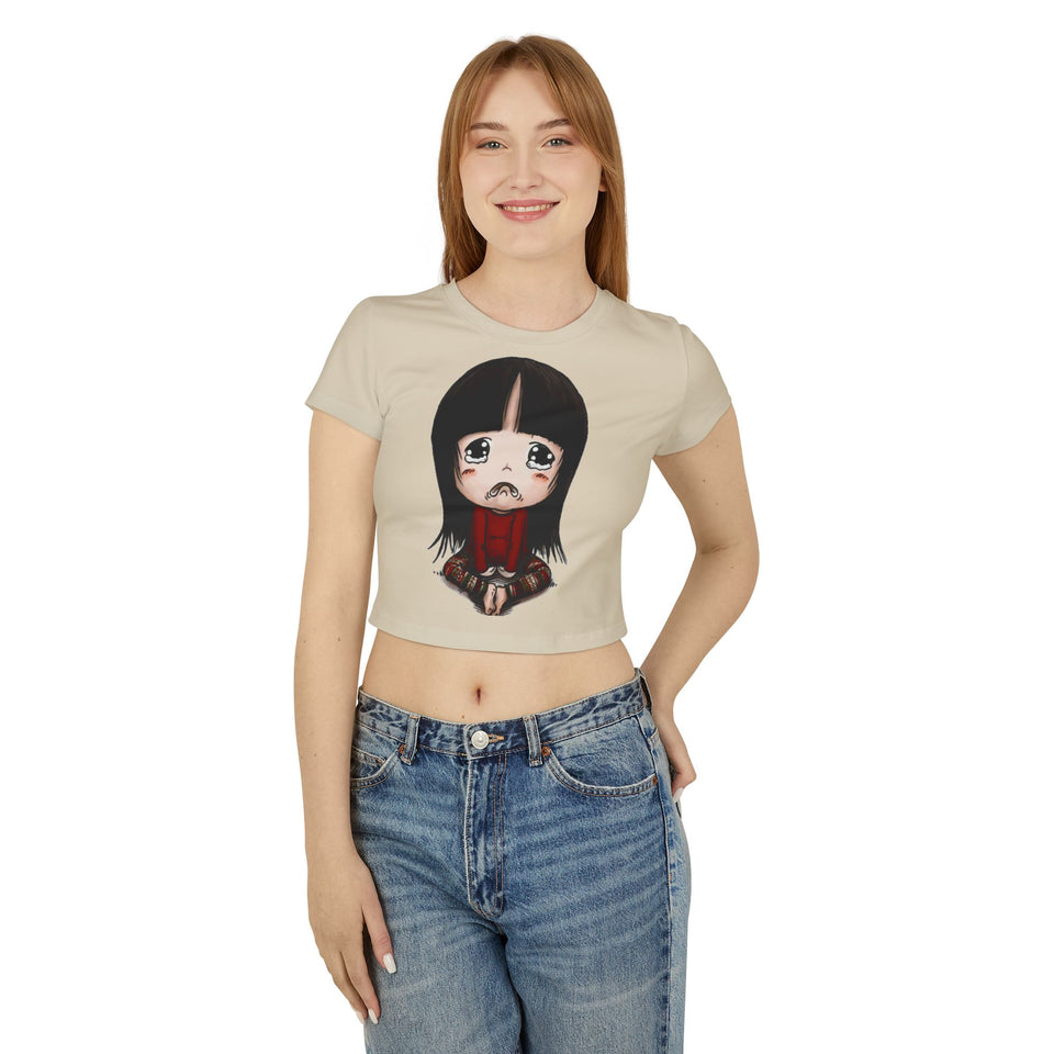 Cute Graphic Women's Baby Tee - Adorable Cartoon Design