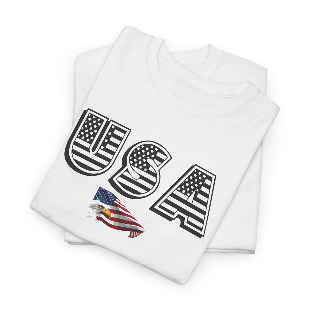 USA Flag Unisex Heavy Cotton Tee - Patriotic Graphic Tee for Independence Day & Casual Wear