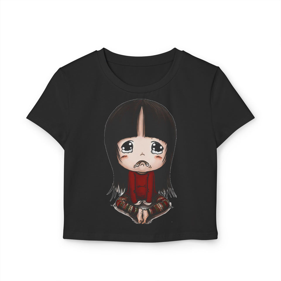 Cute Graphic Women's Baby Tee - Adorable Cartoon Design