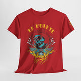Artistic Unisex Heavy Cotton Tee - Vibrant Skull & Floral Design