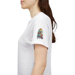 Vibrant Cartoon Pin-Up Tee - Unisex Heavy Cotton T-Shirt for Casual Fun