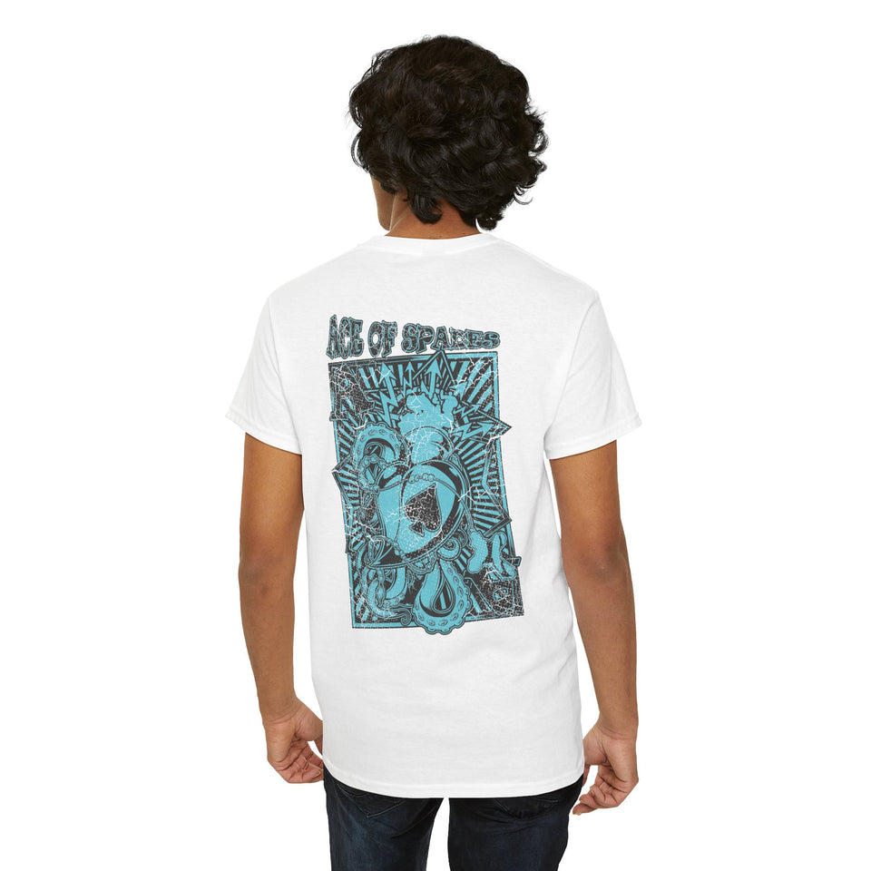 Unisex Heavy Cotton Tee - Skull & Heart Design, Edgy Graphic Tee for Casual Wear