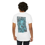 Unisex Heavy Cotton Tee - Skull & Heart Design, Edgy Graphic Tee for Casual Wear