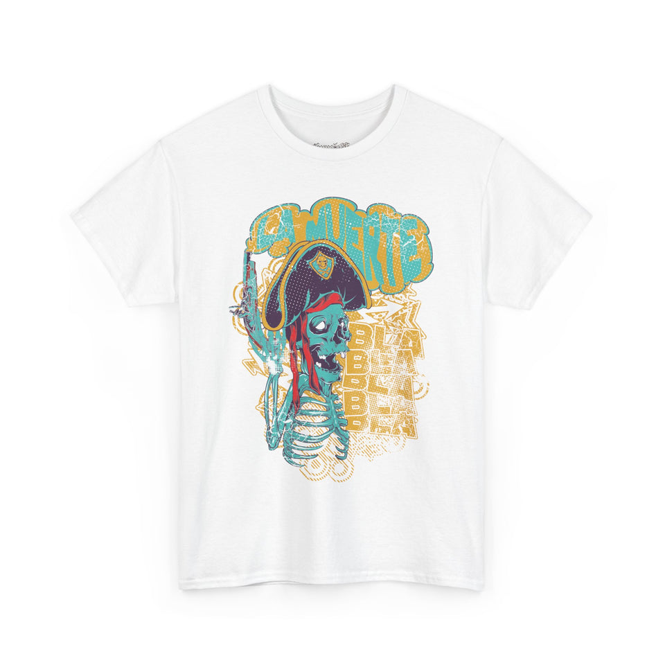 Unisex Heavy Cotton Tee - Pirate Skull & Free Riders Design - Bold Graphic Tee for Motorcycle Enthusiasts