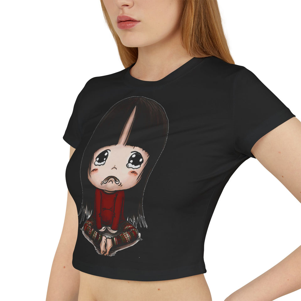 Cute Graphic Women's Baby Tee - Adorable Cartoon Design