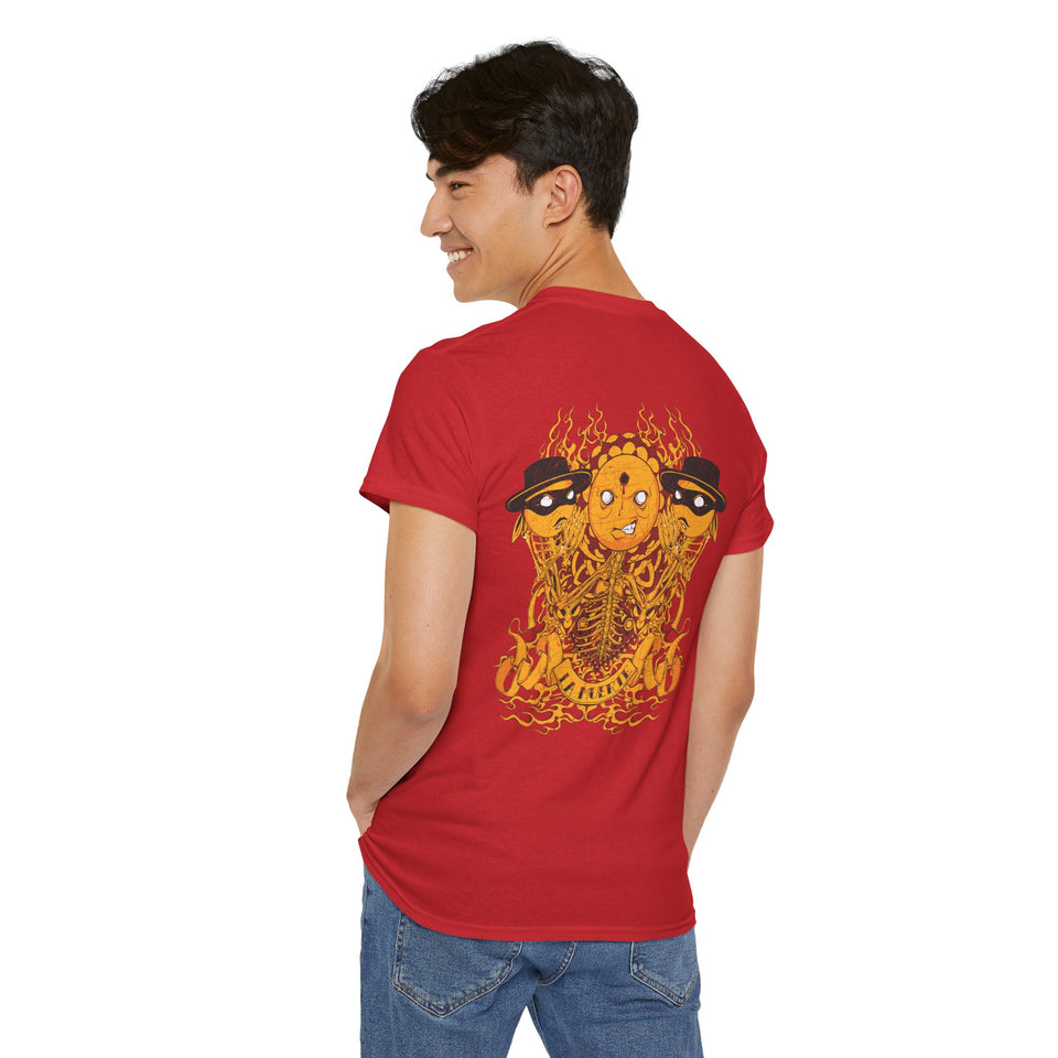 Unisex Heavy Cotton Tee - Vibrant Flame Character Graphic Tee