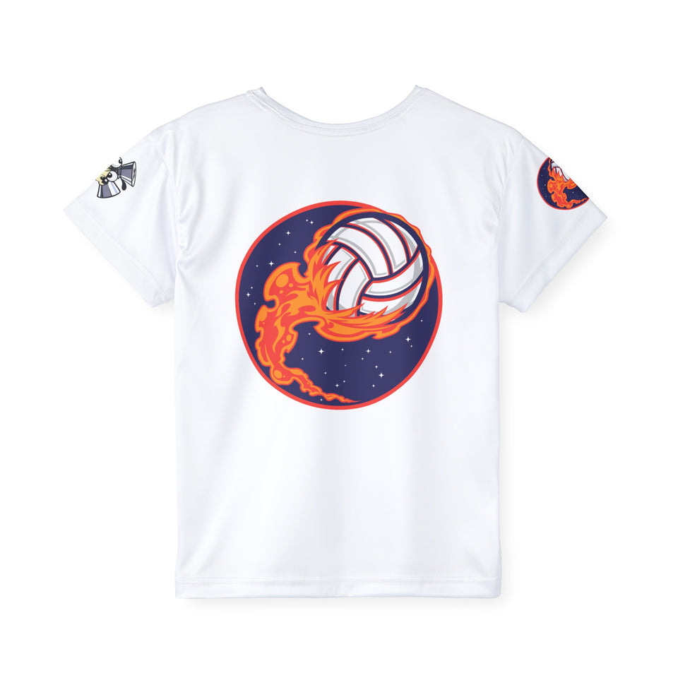 Kids Fun Sports Jersey - Alien Character & Flaming Volleyball Design