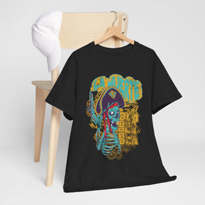 Unisex Heavy Cotton Tee - Pirate Skull & Free Riders Design - Bold Graphic Tee for Motorcycle Enthusiasts