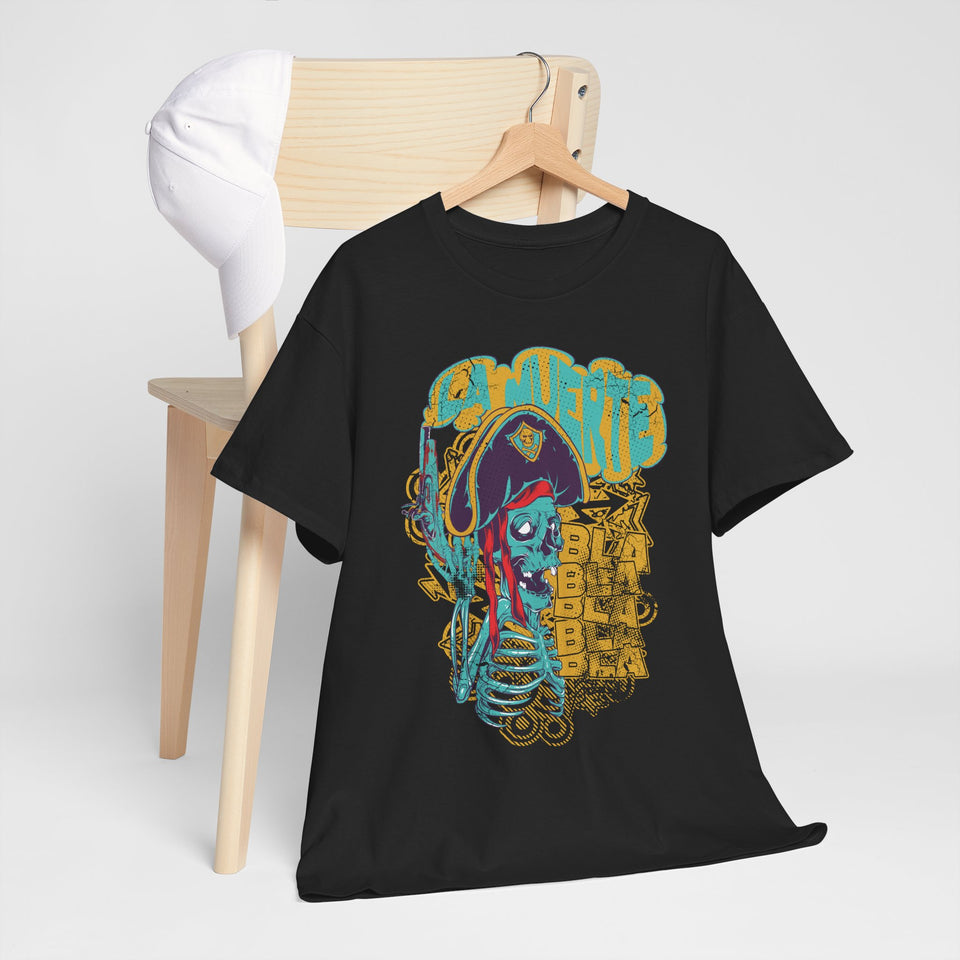 Unisex Heavy Cotton Tee - Pirate Skull & Free Riders Design - Bold Graphic Tee for Motorcycle Enthusiasts
