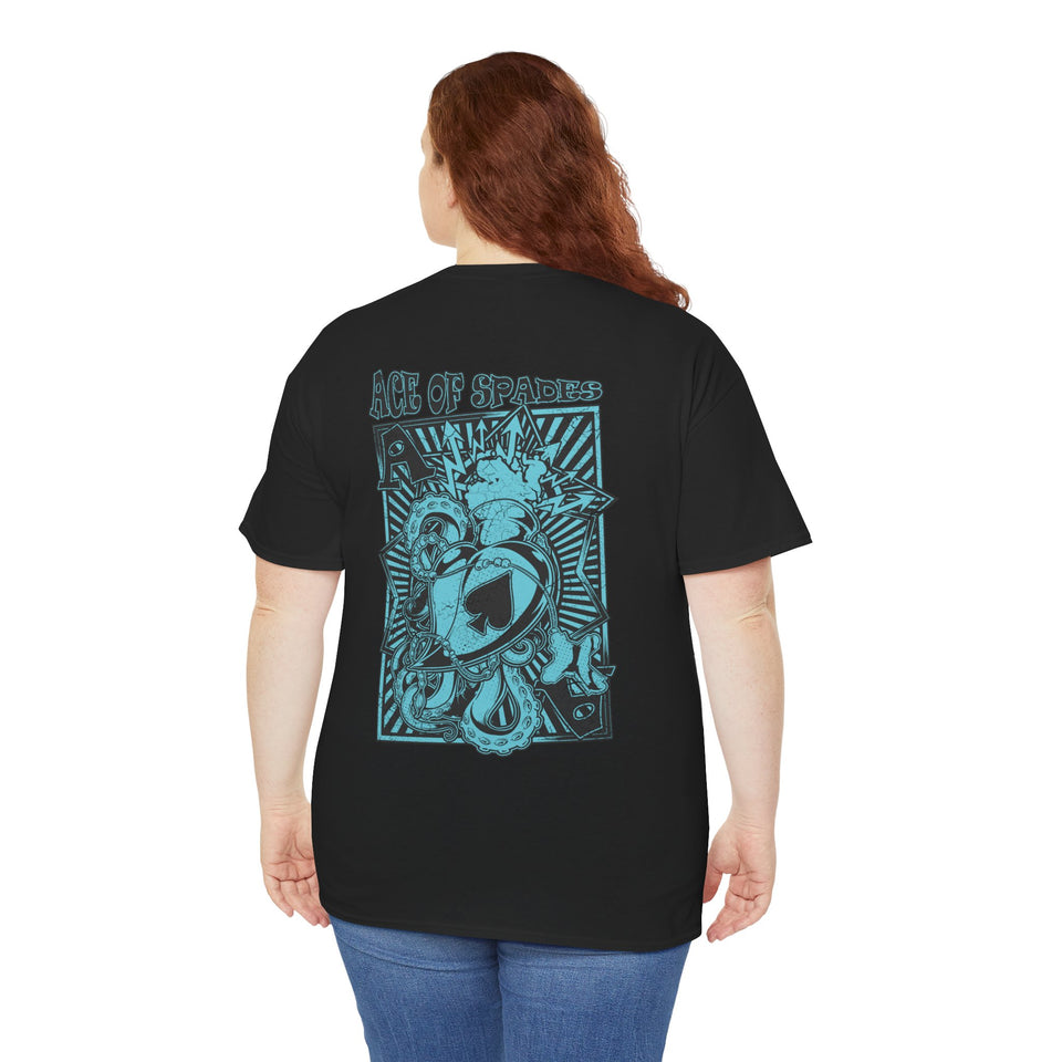 Unisex Heavy Cotton Tee - Skull & Heart Design, Edgy Graphic Tee for Casual Wear