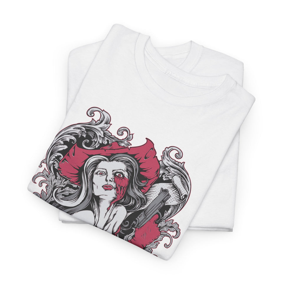 Gothic Graphic Unisex Heavy Cotton Tee - Vintage Style Horror Art