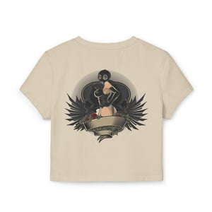 Vintage-Inspired Women's Baby Tee with Bold Graphic Design