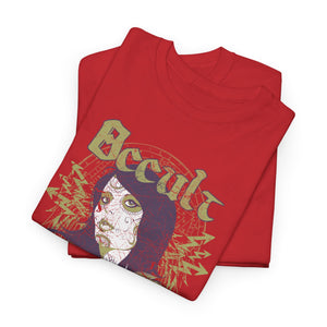 Gothic Occult Heavy Cotton Tee – Unisex Graphic Tee for Edgy Fashion Enthusiasts