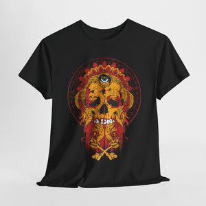 Bohemian Skull Unisex Heavy Cotton Tee - Vibrant Art Tee for Free Spirits
