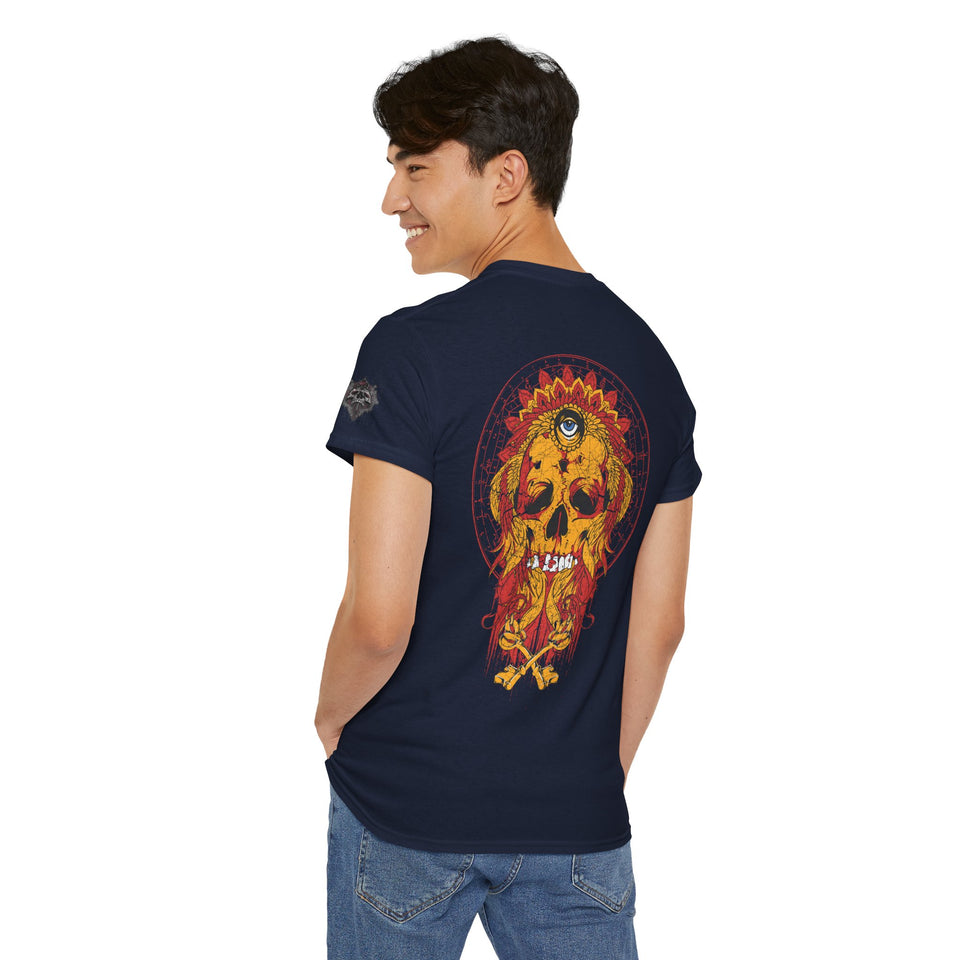 Vintage Skull Art Unisex Heavy Cotton Tee - Gothic Streetwear Fashion