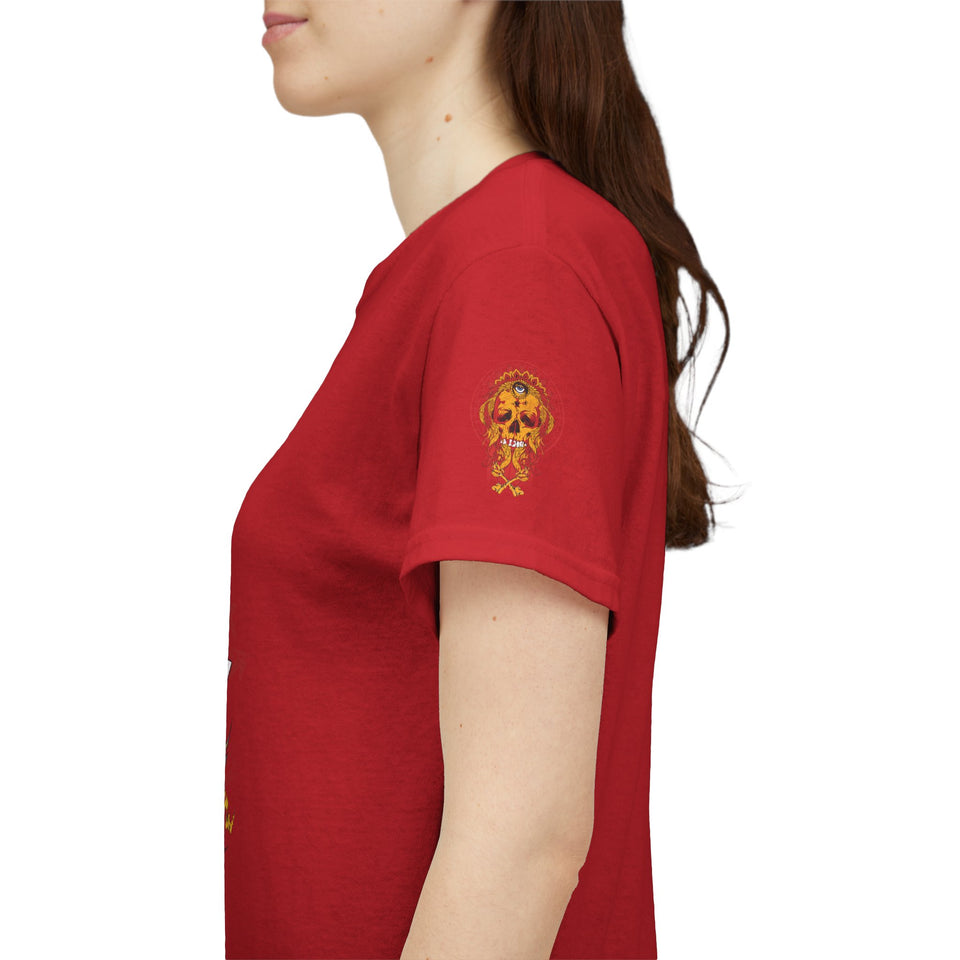 Artistic Unisex Heavy Cotton Tee - Vibrant Skull & Floral Design