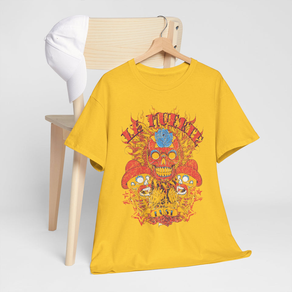 Vibrant Unisex Heavy Cotton Tee - Eye-Catching Skull Design