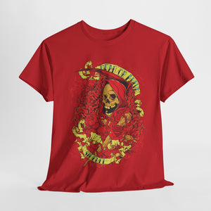 Unisex Heavy Cotton Tee - Skull & Heart Design, Edgy Graphic Tee for Casual Wear