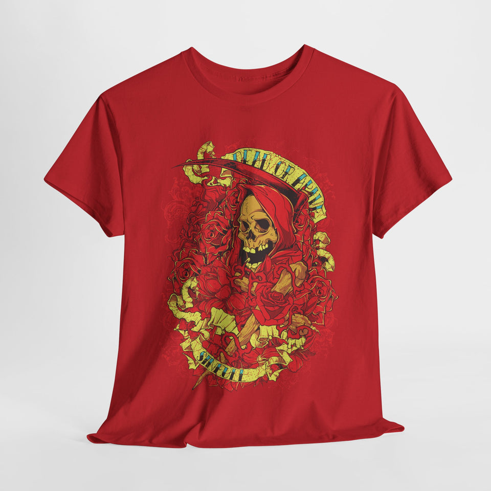 Unisex Heavy Cotton Tee - Skull & Heart Design, Edgy Graphic Tee for Casual Wear
