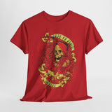 Unisex Heavy Cotton Tee - Skull & Heart Design, Edgy Graphic Tee for Casual Wear