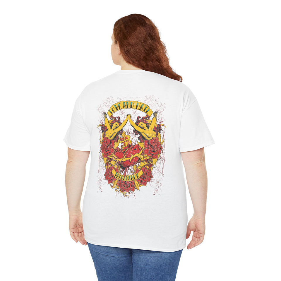 Bold Graphic Unisex Heavy Cotton Tee - Love & Roses Design