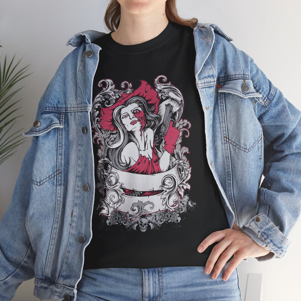 Gothic Graphic Unisex Heavy Cotton Tee - Vintage Style Horror Art