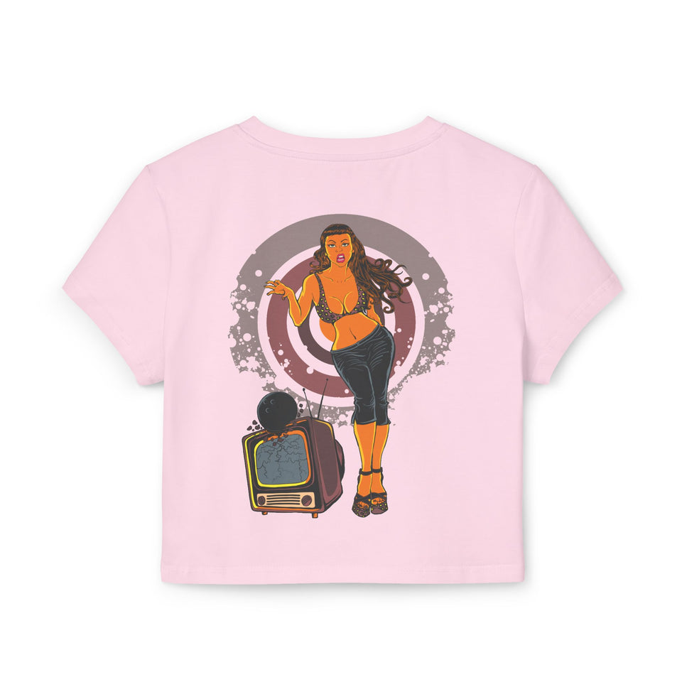 No Looking Allowed Women's Baby Tee - Stylish Graphic Crop Top for Casual Wear