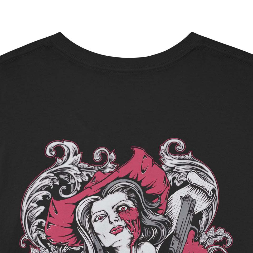 Edgy Graphics Unisex Heavy Cotton Tee - Skull & Rose Design