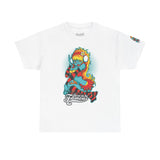 Vibrant Cartoon Pin-Up Tee - Unisex Heavy Cotton T-Shirt for Casual Fun
