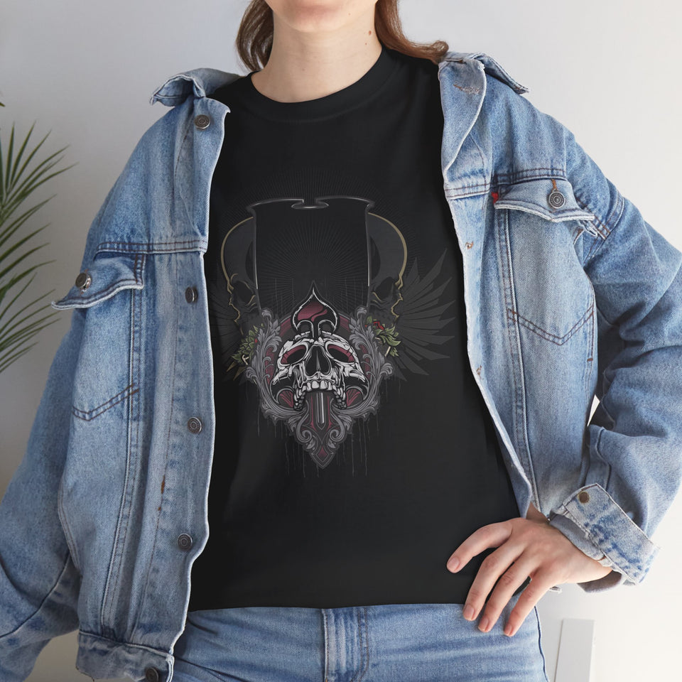 Edgy Skull Graphic Unisex Heavy Cotton Tee - Urban Streetwear Style