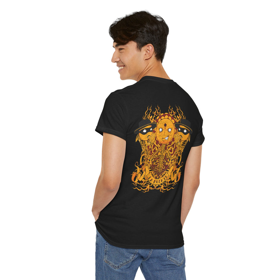 Unisex Heavy Cotton Tee - Psychedelic Skull Graphic Tee for Music Lovers