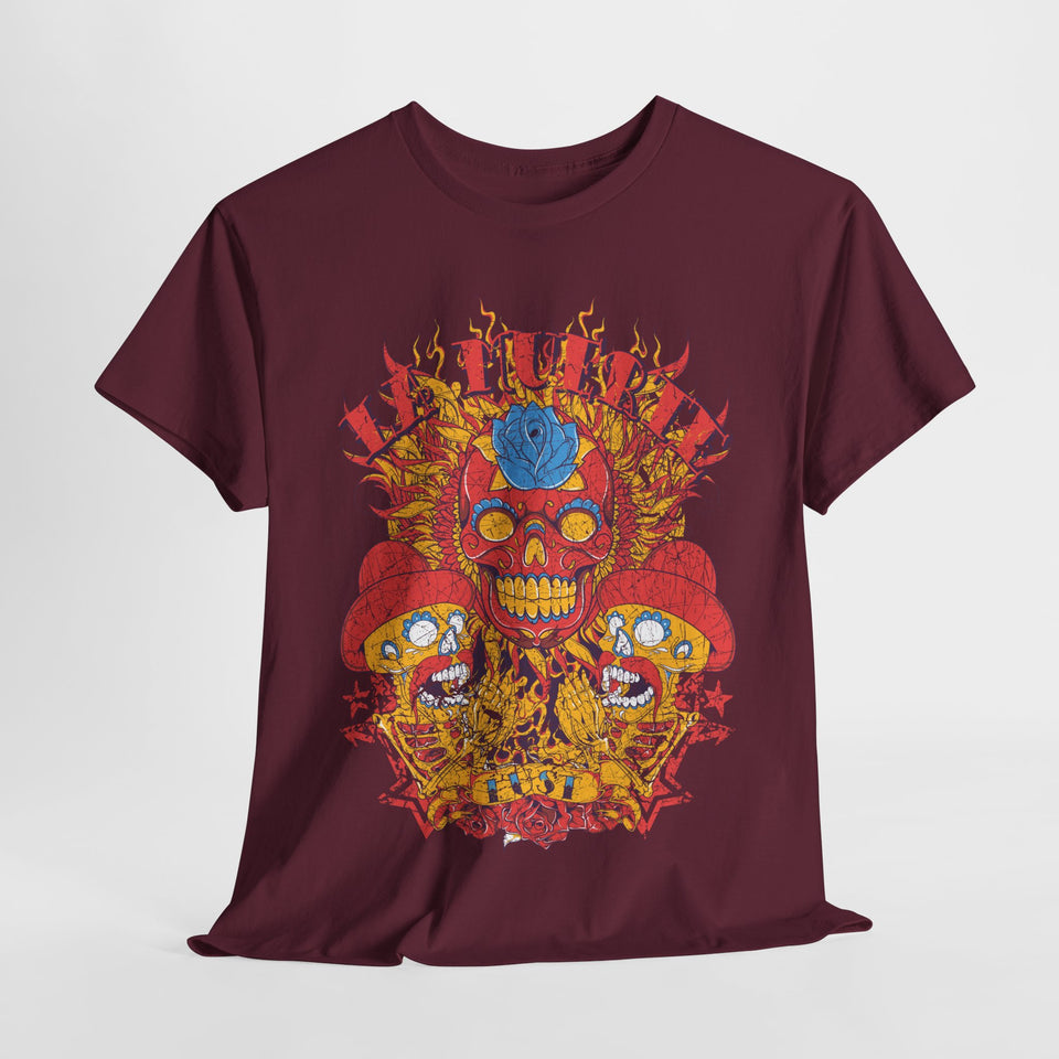 Vibrant Unisex Heavy Cotton Tee - Eye-Catching Skull Design