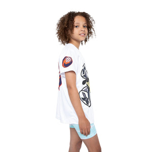 Kids Fun Sports Jersey - Alien Character & Flaming Volleyball Design