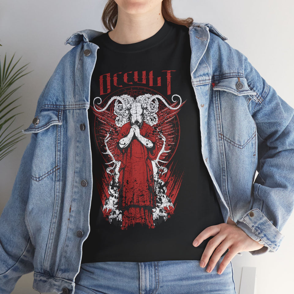 Unisex Heavy Cotton Tee - Red Occult Graphic Tee