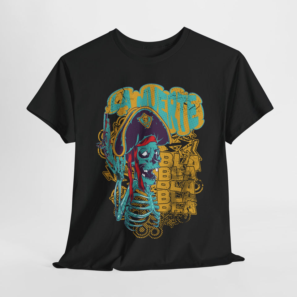 Unisex Heavy Cotton Tee - Pirate Skull & Free Riders Design - Bold Graphic Tee for Motorcycle Enthusiasts