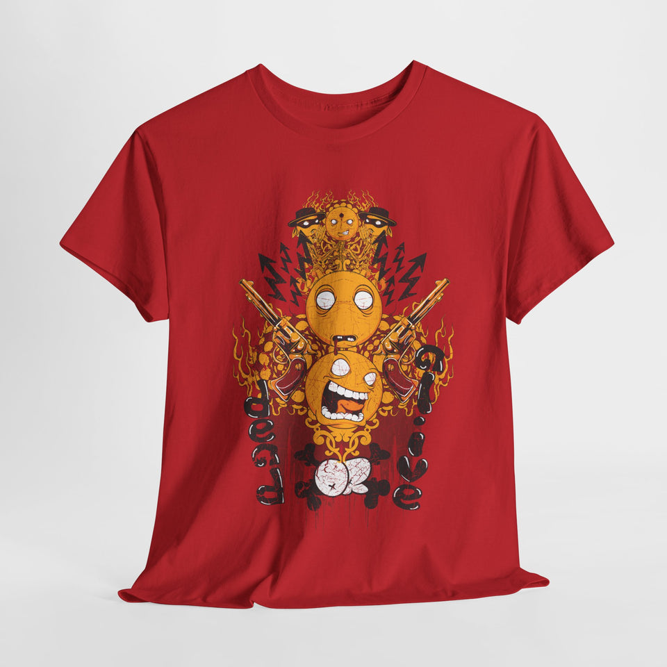 Unisex Heavy Cotton Tee - Vibrant Flame Character Graphic Tee