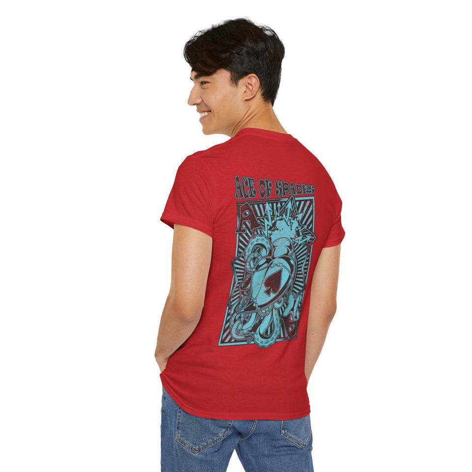 Unisex Heavy Cotton Tee - Skull & Heart Design, Edgy Graphic Tee for Casual Wear