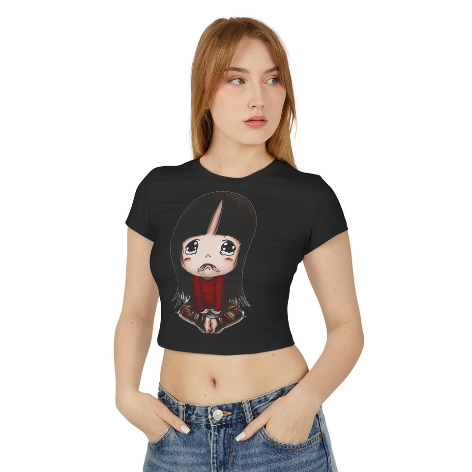 Cute Graphic Women's Baby Tee - Adorable Cartoon Design